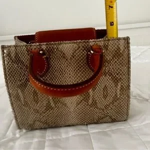 Dooney & Bourke | Bags | Python Snake Print Leather W Brown Leather ...